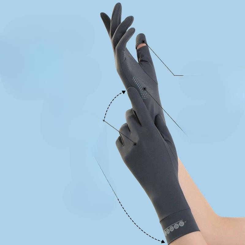 Sunscreen Gloves for Women Summer UV Proof Outdoor Cycling Tram Anti Slip Touch Screen Medium Length Thin Ice Silk Gloves