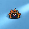 Alloy Enamel Brooch, Cute Cartoon Flame Black Cat Pattern, Kawaii Decorative Lapel Pin Badge Accessory for Backpack Clothing Bag