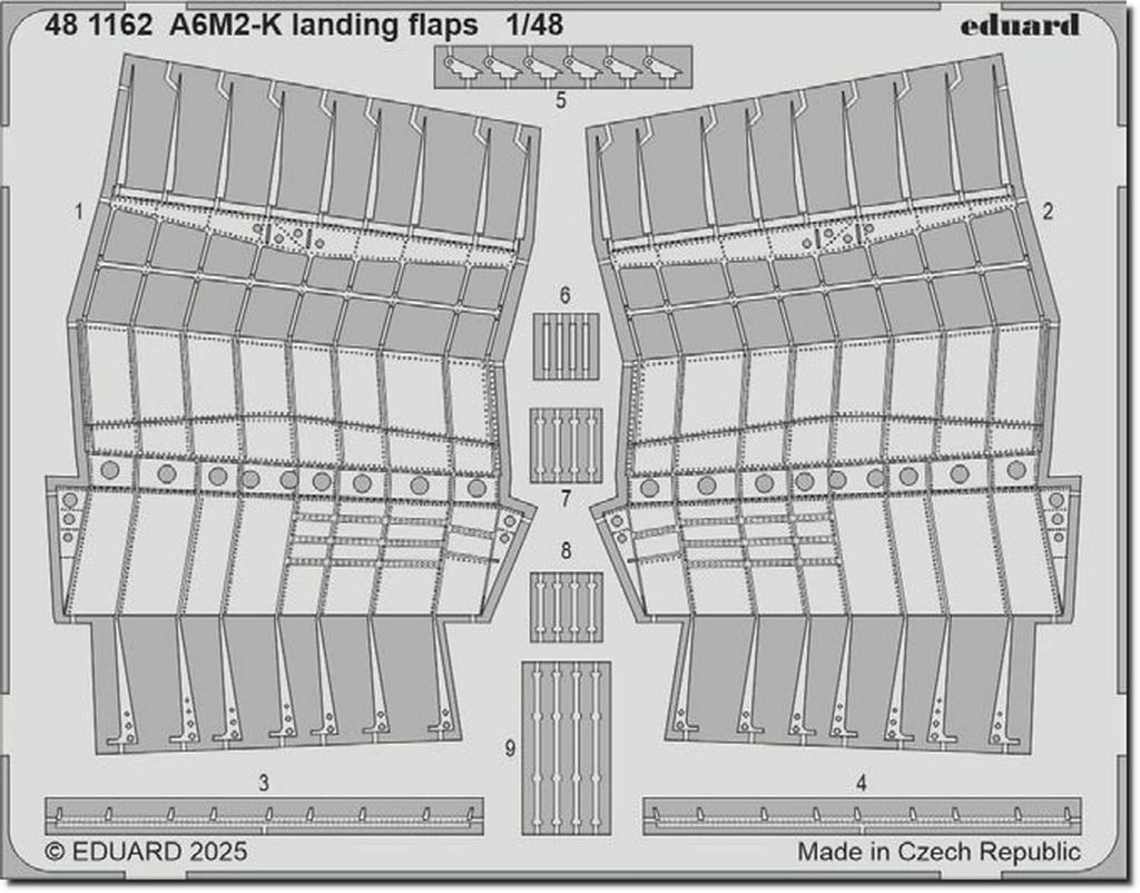Eduard 1/48 Scale A6M2-K Landing Flap Etching Parts (for Eduard) Plastic Model Kit Parts EDU481162 (Airplane)