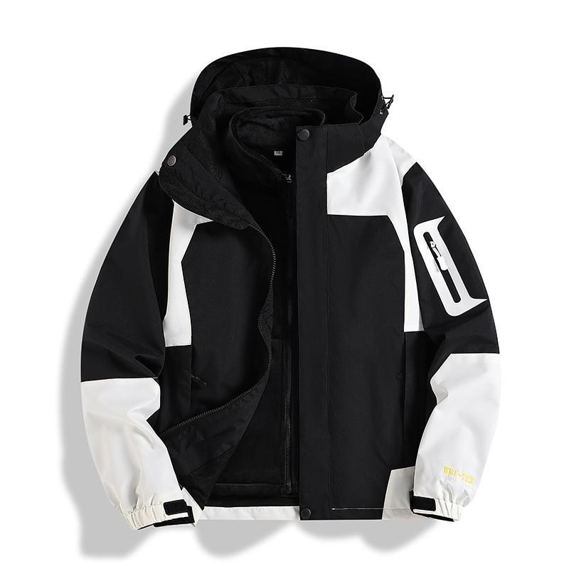 Men Women Winter Waterproof Windproof Hooded 3-in-1 Outdoor Jacket With Removable Fleece Liner Hiking Camping Cycling