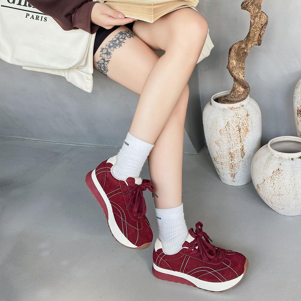 Leather retro German training shoes women's shoes new autumn versatile platform sports and leisure board shoes women's Forrest Gump shoes