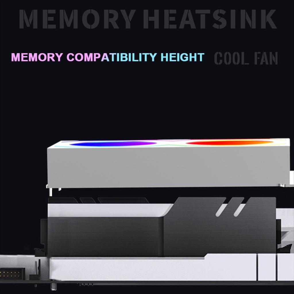 PC Memory Cooling Radiator 4Pin PWM/5V 3Pin ARGB with 2 Cooling Fan RAM Radiator Heatsink for DDR4 DDR5 RAM Cooler White