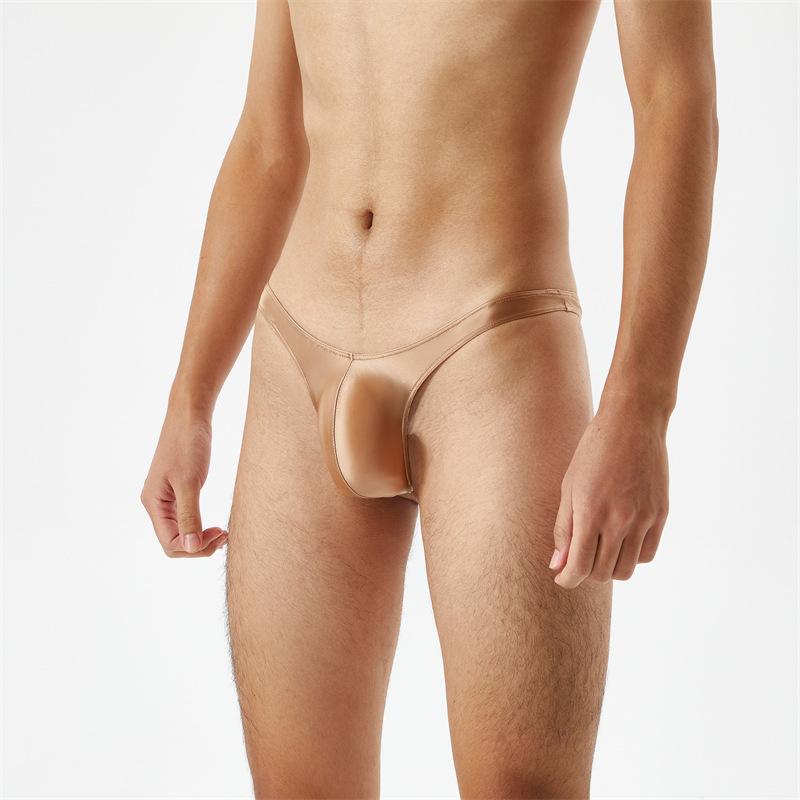Satin Swimwear Mens Swimsuit Glossy Silk Bulge Pouch String Thongs Mini Bikini Bottom Underwear Low Waist Swimwear Bath Panties