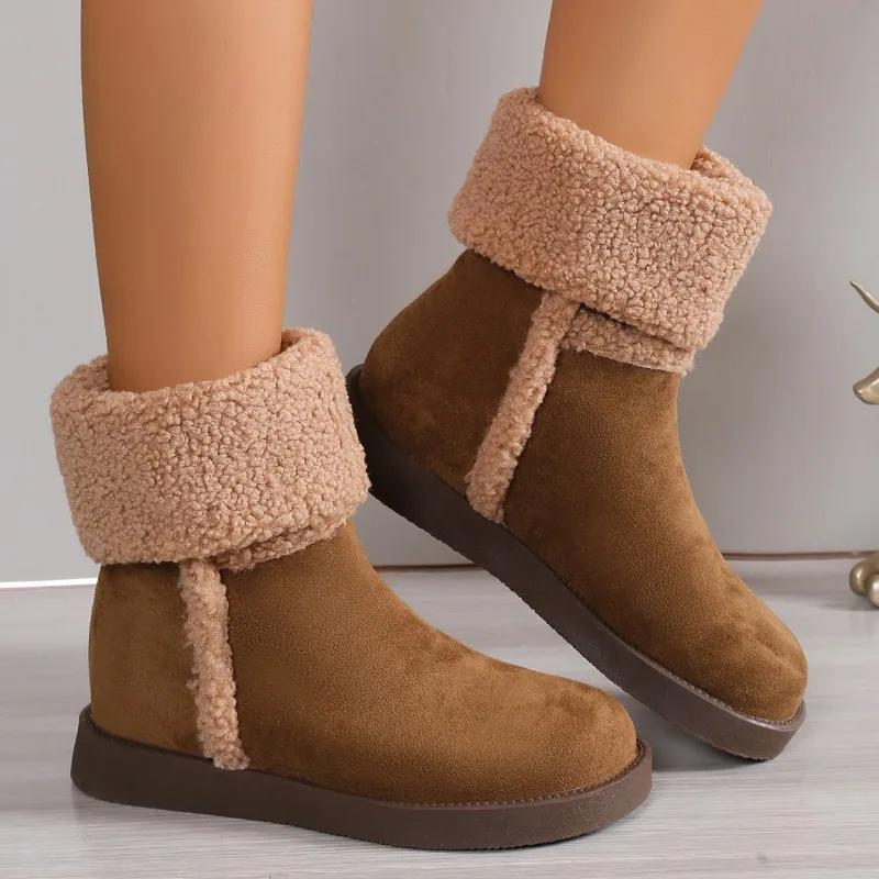 

Новые модные зимние ботинки с круглым носком, легкие и универсальные, на плоской подошве, однотонные женские ботинки, удобные в носке 38