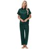 Shirt Ice Silk Pajamas Satin Suit Short Sleeve Long Pants Ladies Home Clothes