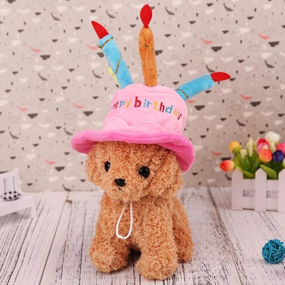 Plush Pet Birthday Hat Cute Candles Dog Hat Pet Cosplaying Birthday Cake Hat  Photography