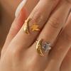 Stainless Steel Star Moon Opening Ring for Women Men Waterproof Gold Silver Color Design Color Blocked Rings Party Jewelry Gifts