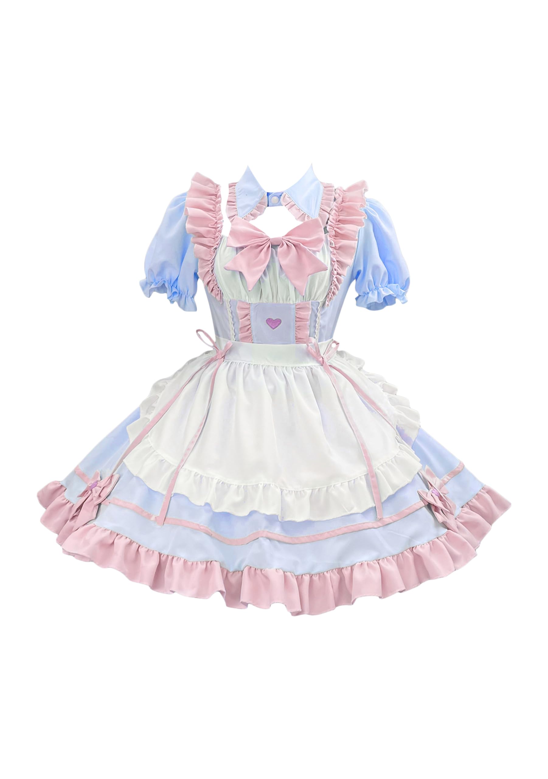 

YZZYQQ Cute Lolita Maid Costume, Beginner s Set, Short Sleeves, Simple Maid Outfit, Perfect for Halloween, Events, Parties, School Festivals, and Cult