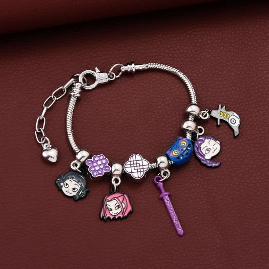 Pulseira DIY Pop Coreana Pulseira Inspirada em Anime Pulseira Elástica Ajustável com Berloques Fofos Presente para Fãs Homens Mulheres