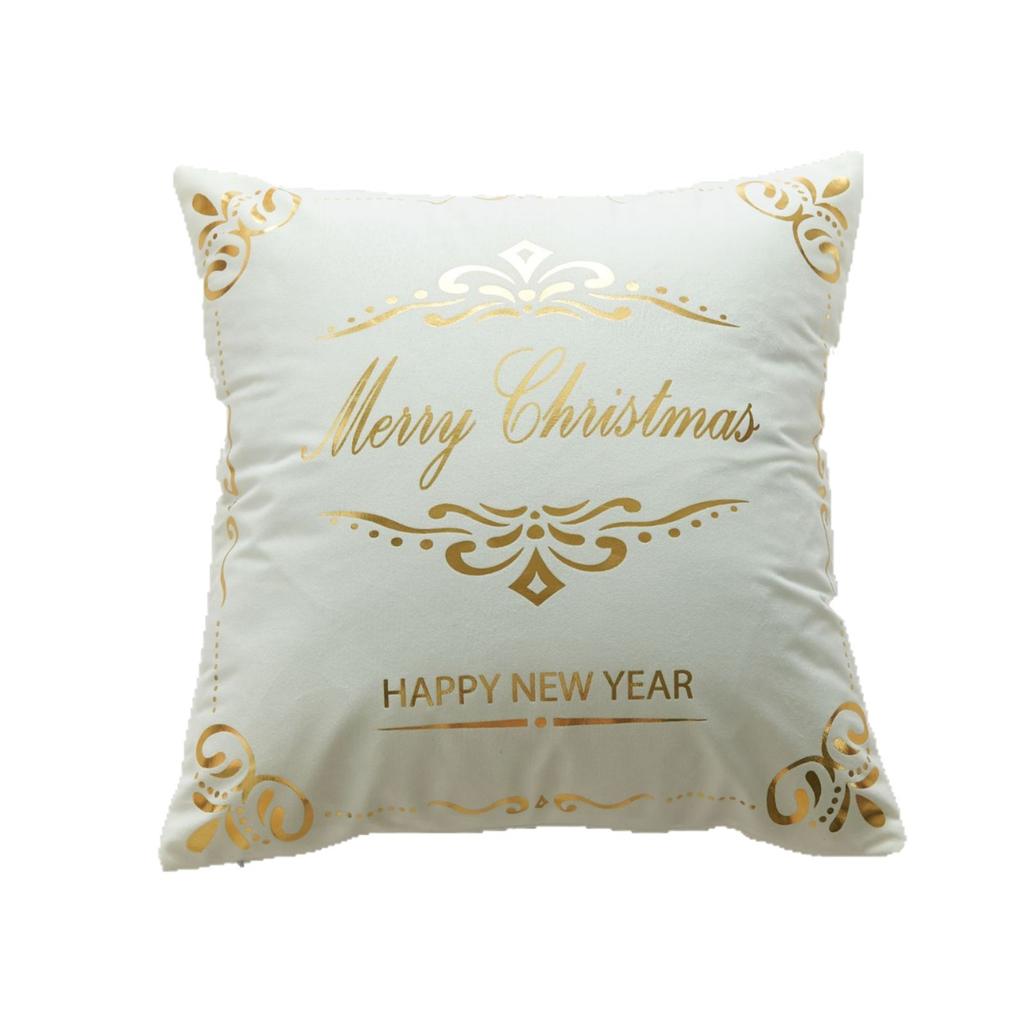 Christmas Atmosphere Bronzing Craftsmanship Festive Feel Pillow Cover Fabric Soft and Comfortable Home Sofa Pillow Bedside Cushion