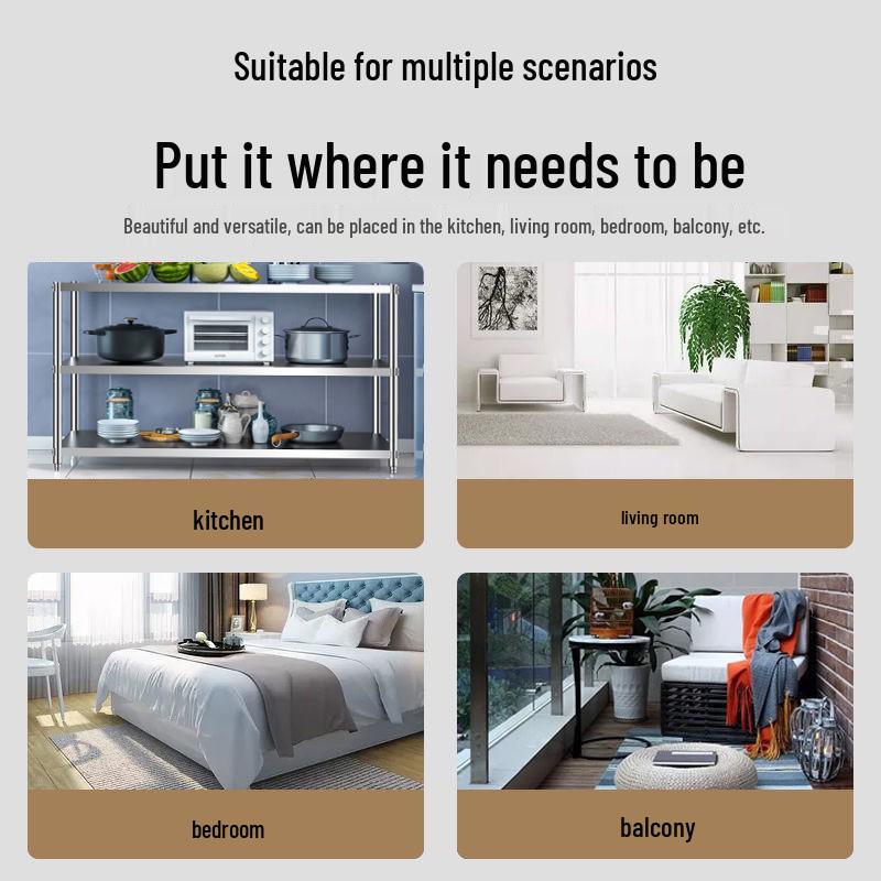 Nerezový kuchyňský úložný stojan pro krájení, odkládání pánví, misek a zeleniny