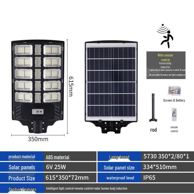 High-Brightness Solar-Powered Motion Sensor Street Light for Outdoor Courtyards