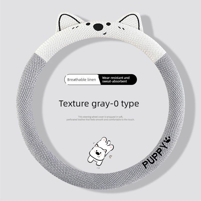 

Car Steering Wheel Cover, Suitable for All Seasons, New High-End Women s Model, Warm, Sweat-Absorbent, Non-Slip, D-Shaped Car Interior Handle Cover Textured Gray Steering Wheel Cover Round