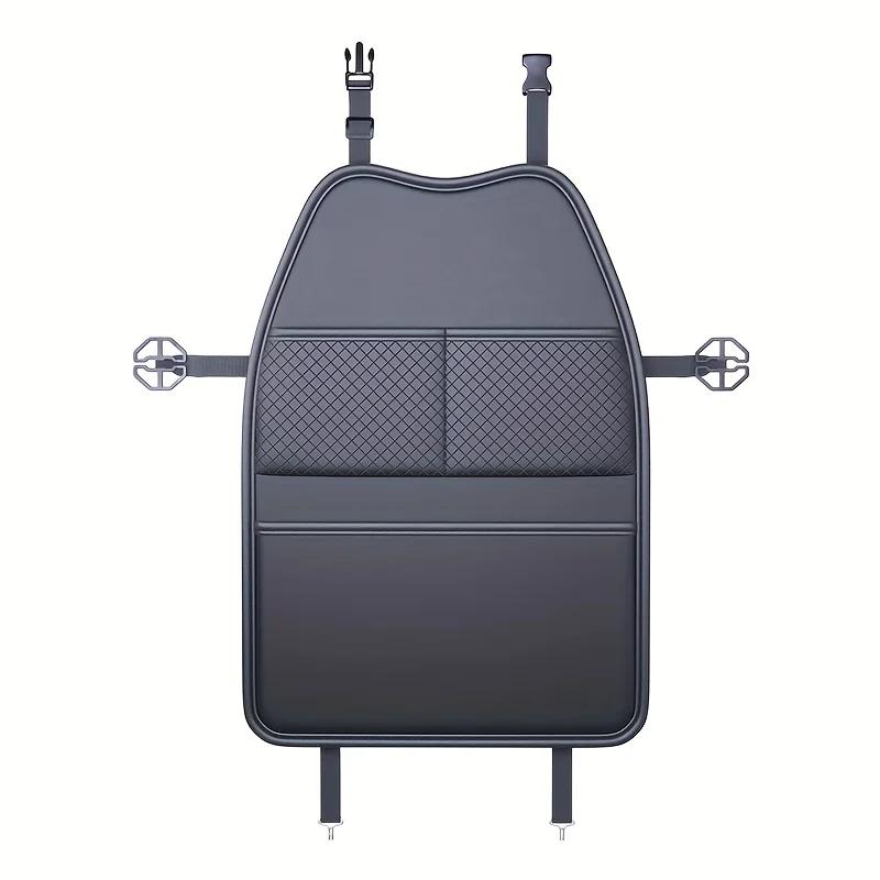 Car Seat Kick Proof Pad with Pockets PU Leather Auto Seat Back Protection Cover Multi-functional Tablet Holder for Kids