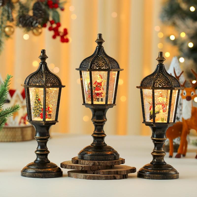 Christmas Resin Water-filled Luminous Display USB with Music, Snowflakes, Old Man, Christmas Tree Light Display, Christmas Gift