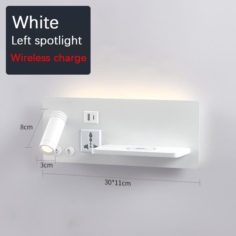 

Светодиодные настенные лампы Беспроводная зарядка сотового телефона с портом USB Прикроватные светильники в скандинавском стиле для спальни Поворотные с выключателем Лампа для чтения Warm White (2700-3500K)