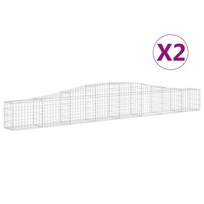 VidaXL 2x Paniers à Gabions Arqués Cages à Gabions Arquées Murs de Gabion Barrières de Jardin Terrasse Extérieur 3145787