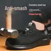 Men's Summer Flyknit Steel Toe Work Shoes, Breathable and Anti-Smash with Solid Sole