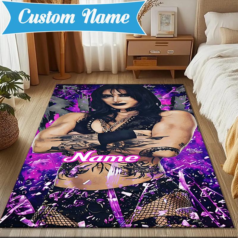 Alfombra de lucha con nombre personalizado Rhea Ripley para Sala de Estar, Salas de Juegos, Oficina, Dormitorio, Felpudo Diseño Divertido, regalos para fans decoración de Navidad