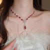 Luxe Rhinestone Flower Tassel Earrings and Necklace Set for Women – High-End Clavicle Chain Accessory