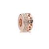 Plated Rose Gold Sparkling Pink Air Balloon & Levelled Heart Charm Bead Fit Original Sier Bracelet DIY Jewelry