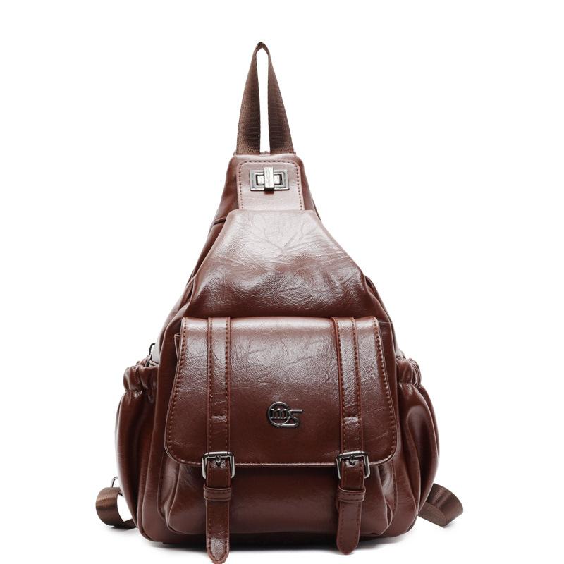 New Soft Leather Ladies' Double-shoulder Bag Backpack Is Fashionable and Versatile, A Retro Ladies' Single-shoulder Bag.