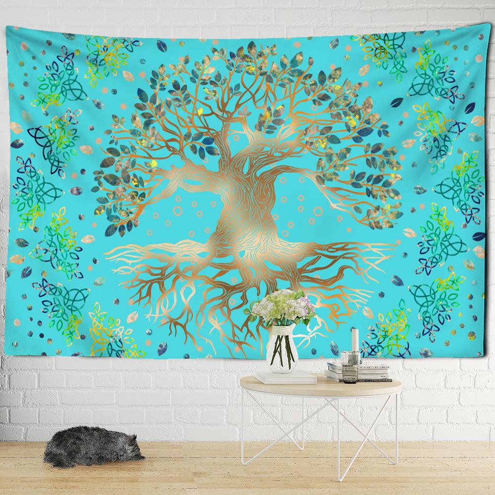 Light Green Life Tree Tapestry Wall Hanging Bohemian Psychedelic Witchcraft Mysterious Living Room Dormitory Home Decor