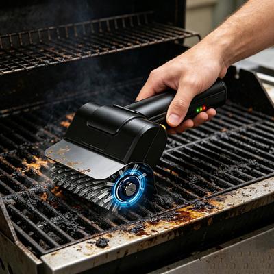 Electric Grill Brush Stainless Steel Brush Head Cordless Electric Grill Cleaner Rechargeable Deep Cleaning BBQ Grill Tools
