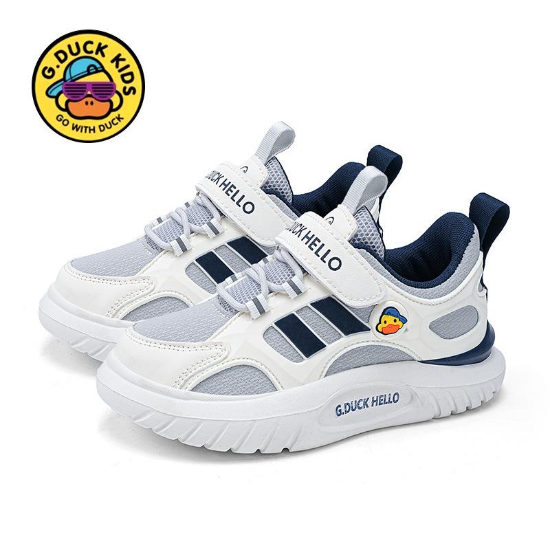 

Little Yellow Duck Girls Shoes 2025 Spring and Autumn Mesh Breathable Non-slip Soft Sole Children s Velcro Leather Boys Sneakers 37