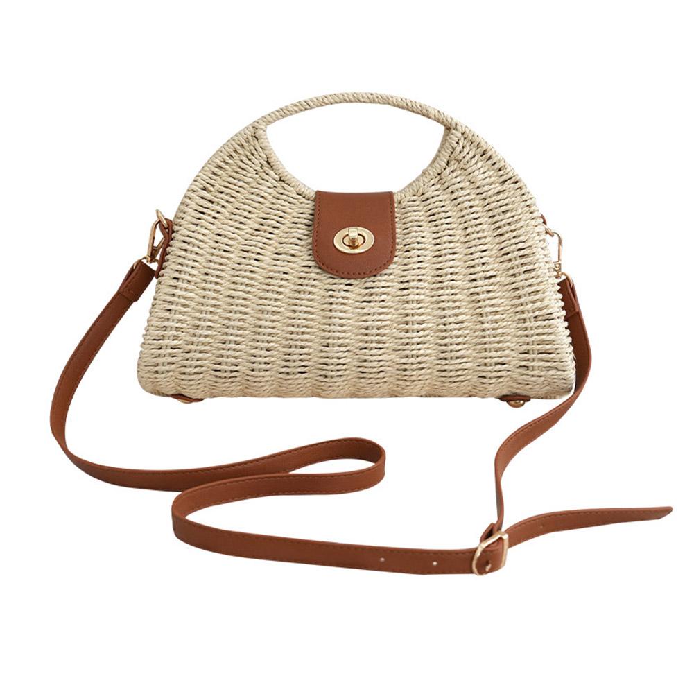 Women Crossbody Bags Summer Woven Shell Female Holiday Straw Handmade Casual Lady Elegant Tote D8W1