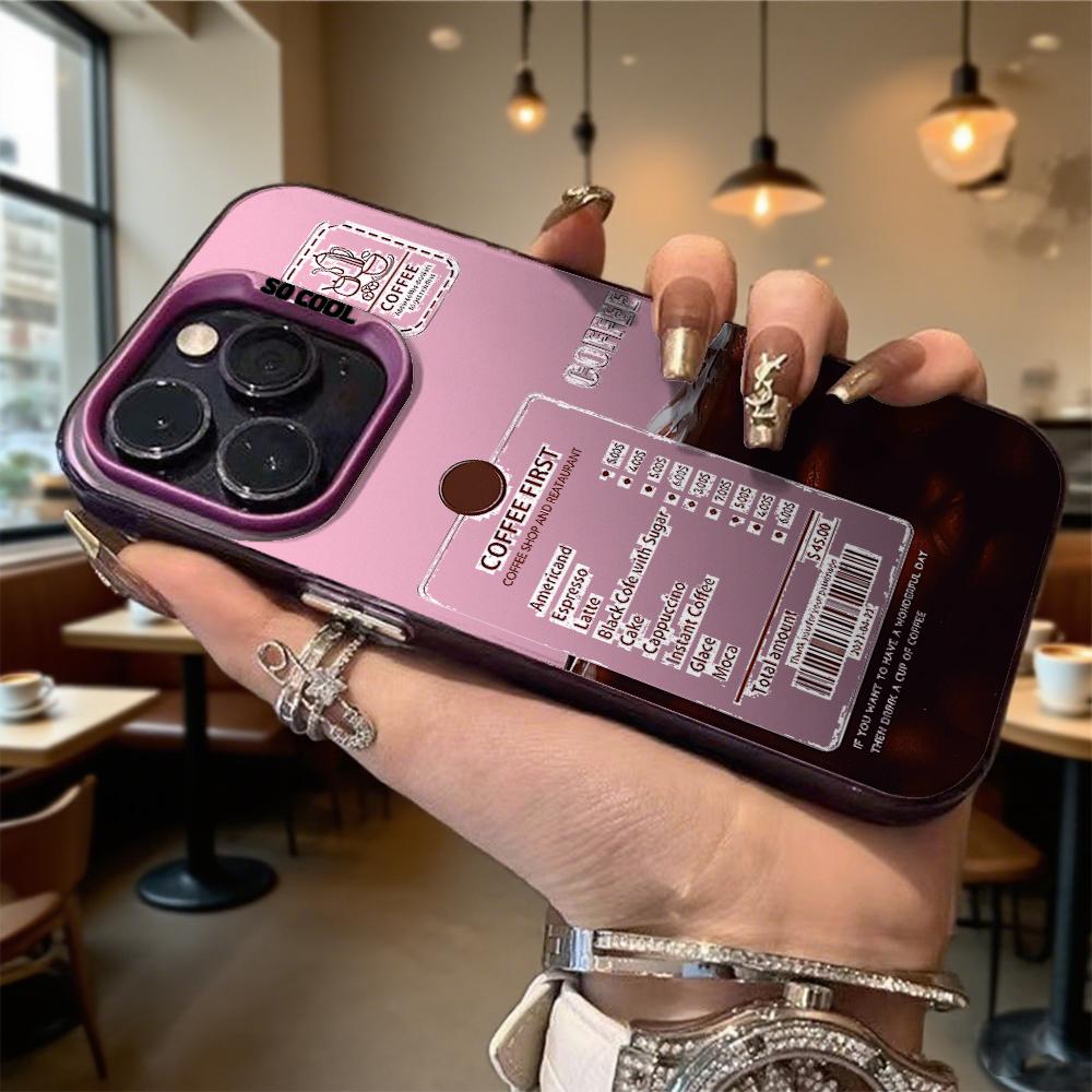 Coffee First Menu Hard Phone Case for Iphone 16 15 14 13 12 11 Pro Max Mini Shockproof Anti-Scratch Protective Cover