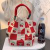 Versatile Large Knitted Handbag with Hollow-Out Flower Pattern