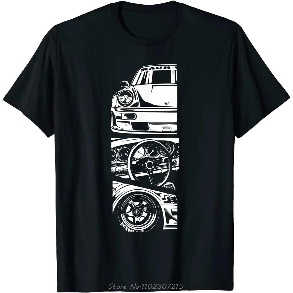 Men's Clothing JDM Japanese Automotive Retro Race Oversized T-shirt Tuning Car Fitness T Shirt O-Neck Casual Cotton Tshirt