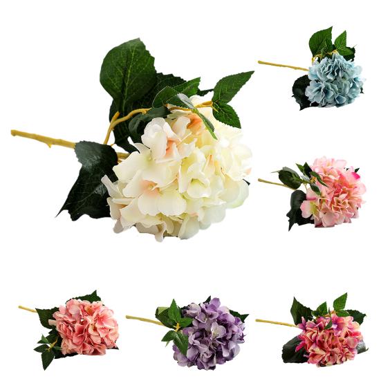 1Pc Artificial Hydrangea Fade-resistant Realistic Vibrant Color Photography Accessory Faux Silk Flower for Wedding
