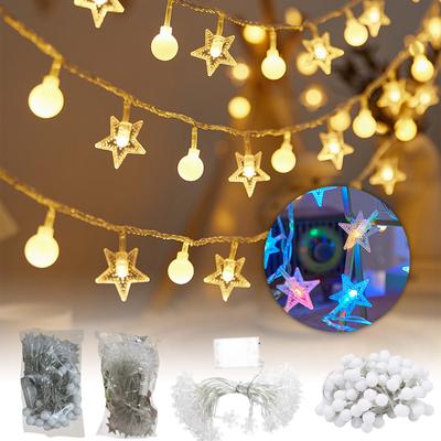 20 Ft 40 Led Snowflake String Lights Battery Operated Lights for Bedroom Room Party Xmas Decor Indoor Outdoor Tree Decors War