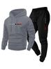 European Size Men's Casual Letter Print Hoodie Set: Unisex Autumn/Winter Hooded Sweatshirt & Long Pants