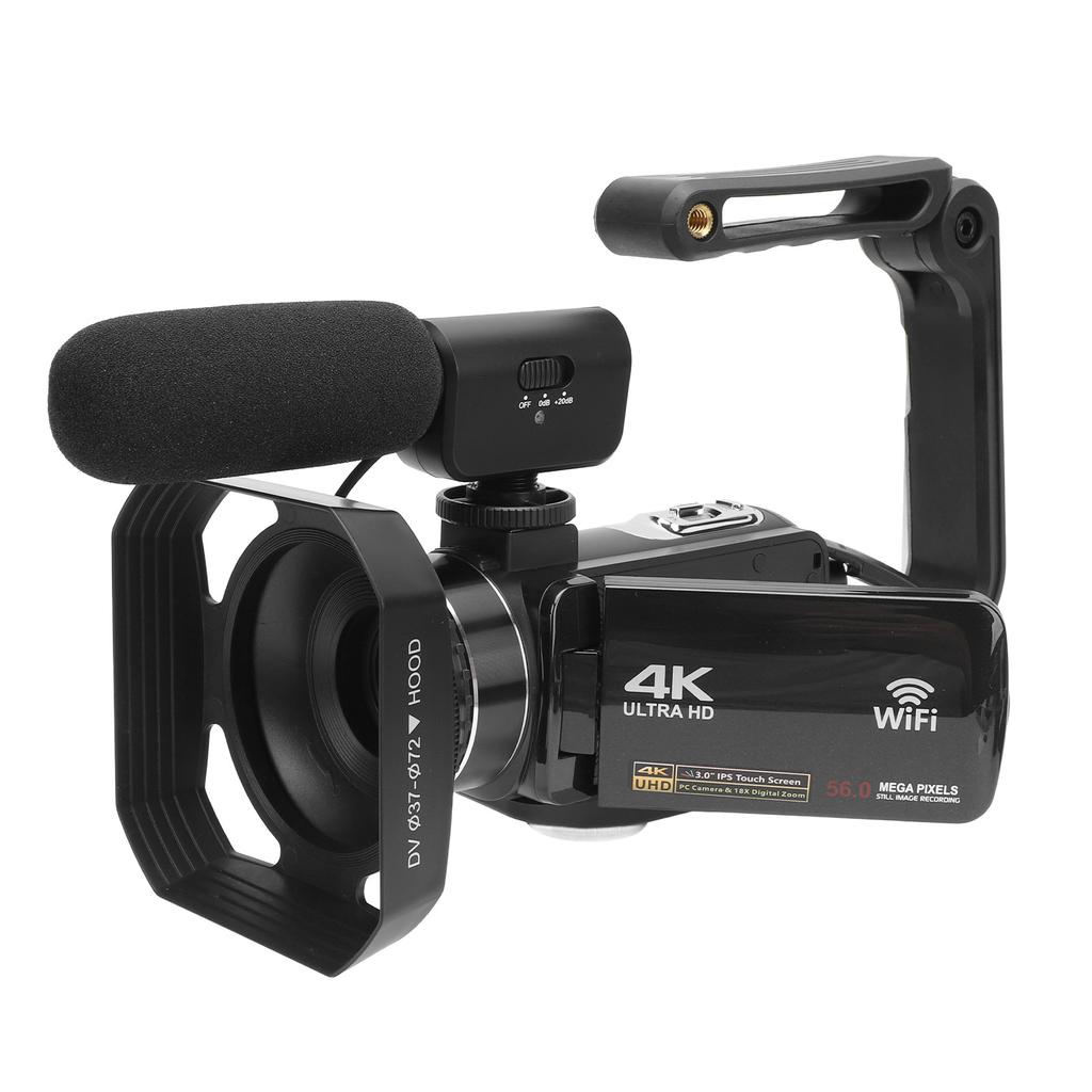 4K Video Camera Camcorder 3 Inch Touch Screen 56MP HD WiFi Vlog Camera with Microphone Stabilizer Wide Angle Lens