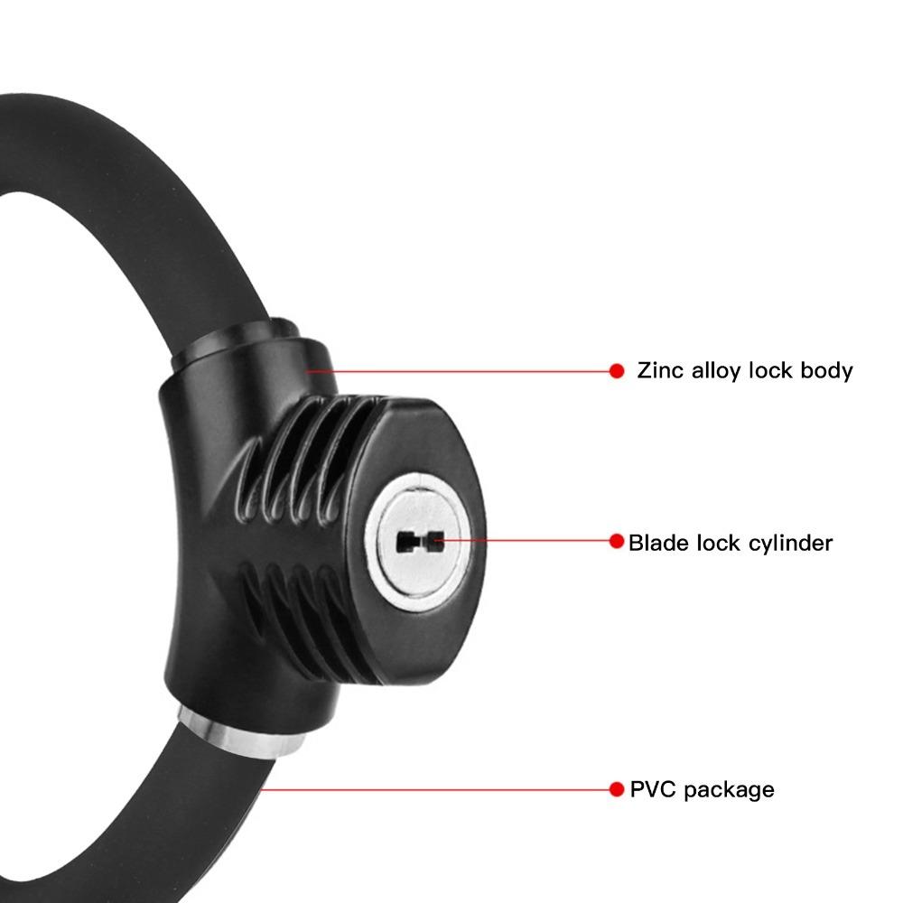 Black Bike Cable Lock Zinc Alloy Bicycle Security Lock Durable Bicycle Ring Lock  for Cycling Matte black