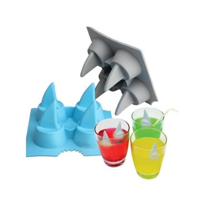 Moule à glaçons - Multicolore - Aileron de requin - Silicone - 4 glaçons - Idéal pour cocktails