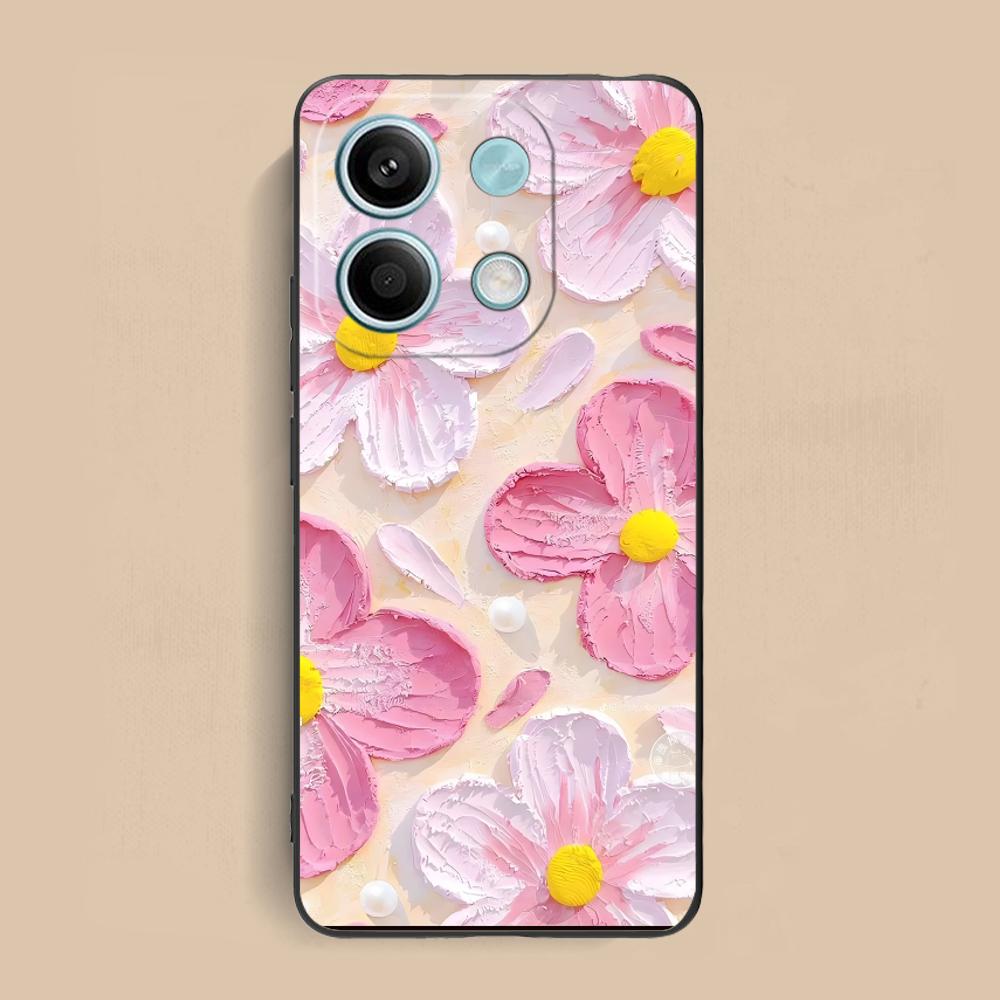 Oil Painting Flower Phone Case for Xiaomi Redmi Note 14 13 12 11 A5 3 2 1 Pro Plus 4G 5G Colour Printing Protective Cover Luxury
