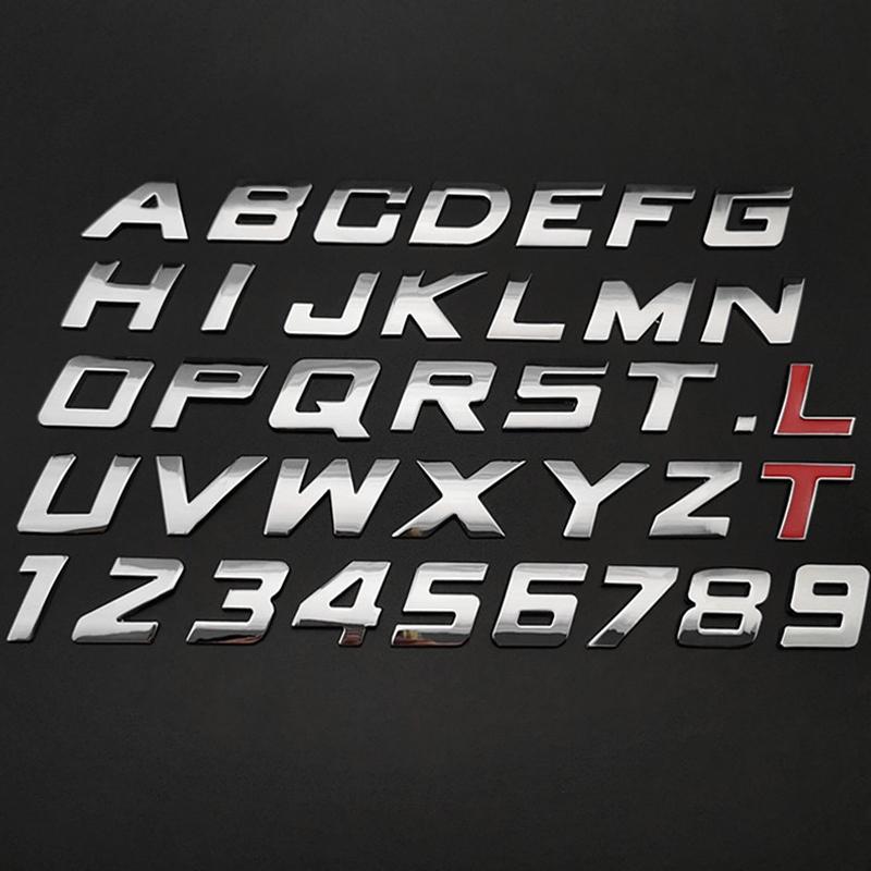 New 3D Metal 25mm Italic Car Letters Alphabet Emblem Numbers Chrome Labeling Auto Sticker Trunk Logo Letters Emblem Accessories