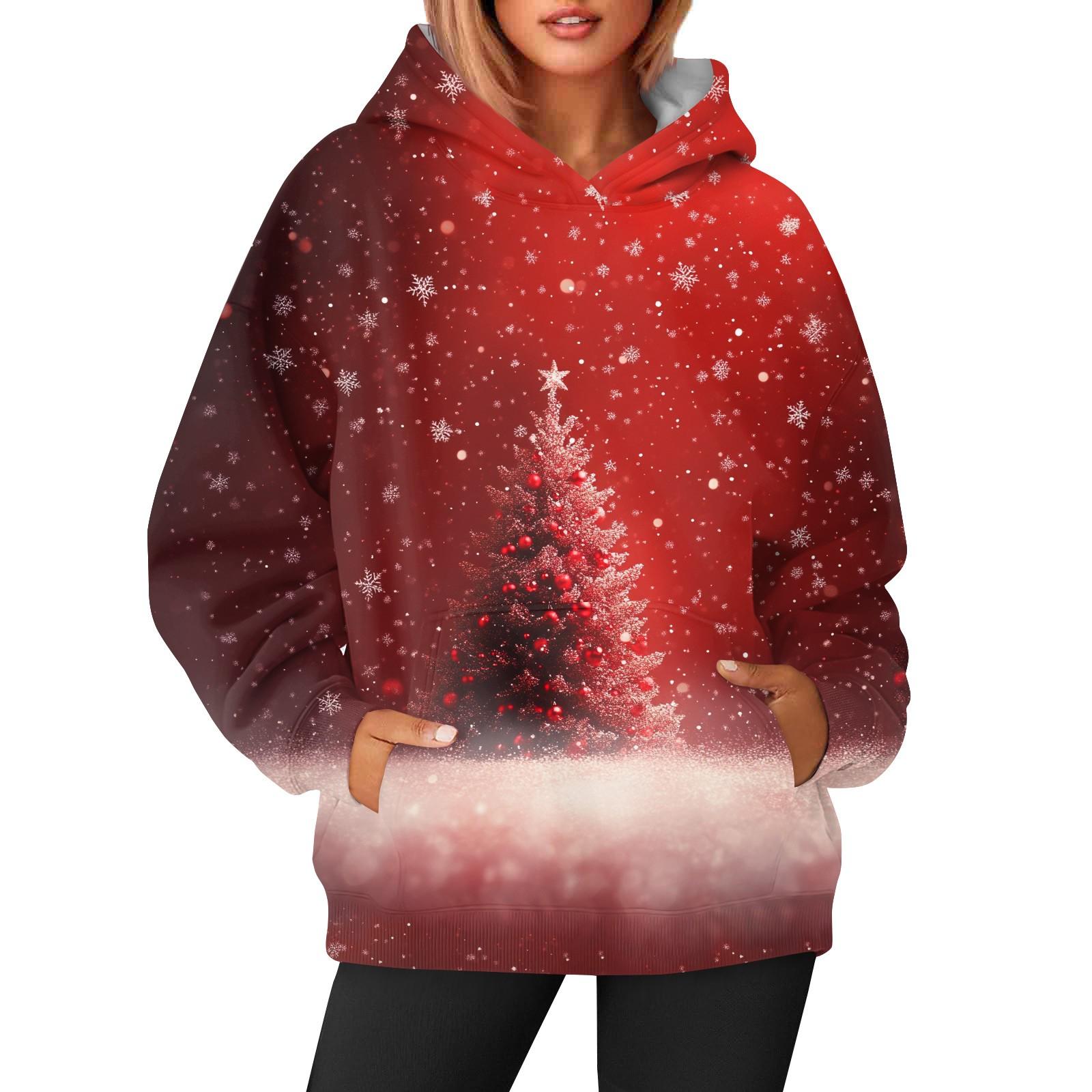 

Женская модная и повседневная толстовка с капюшоном и длинными рукавами с принтом L красный