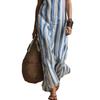  European and American Independent Station Bohemian Fashion Blue and White Striped Sleeveless Dress