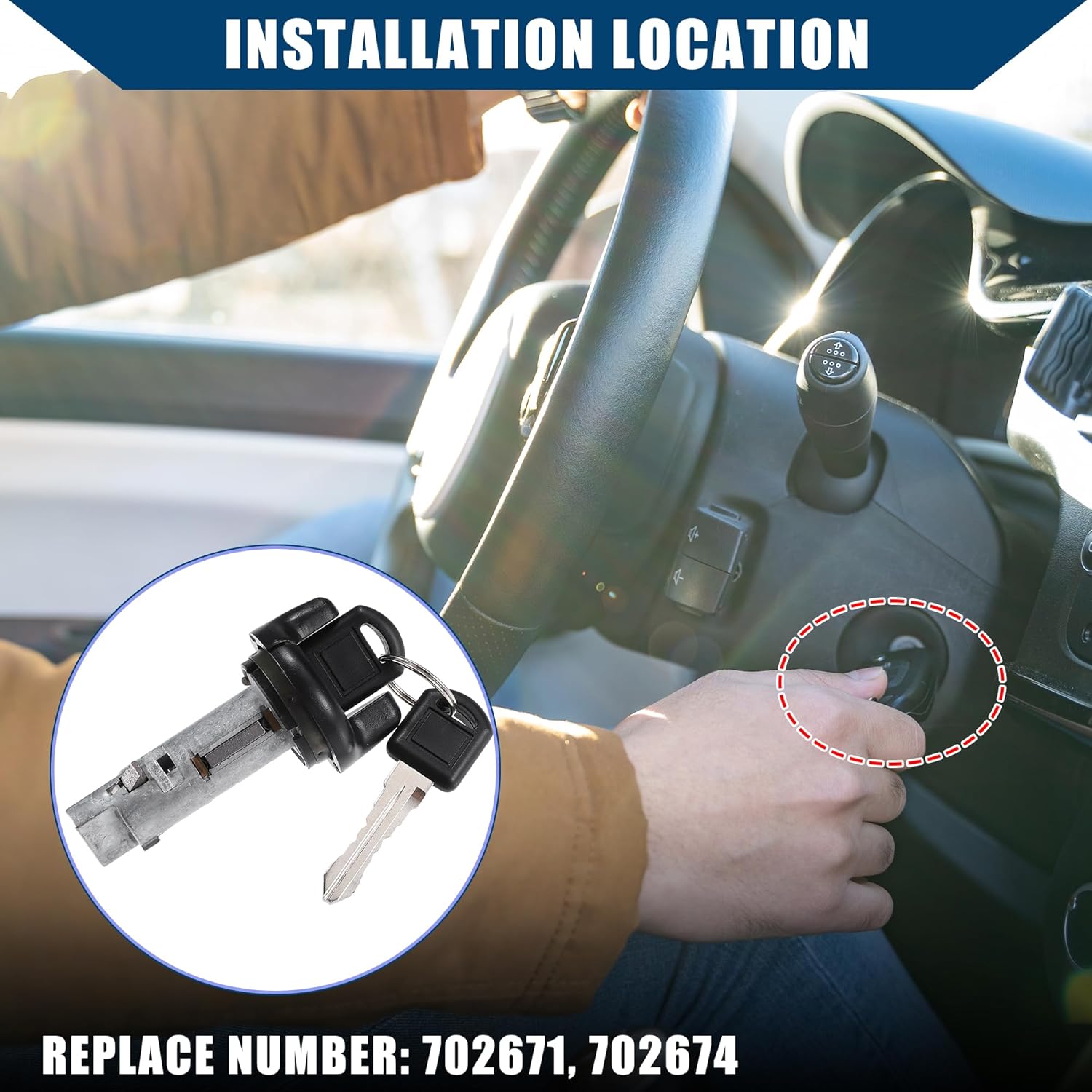

No.12369498 / Car Ignition Switch Lock Cylinder Front Door Lock Core Set/with Keys for Chevy C/K Pickup 1995-1997 for GMC Yukon 1995-1997 /