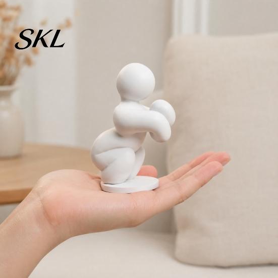 Minimalist Man Decoration 1/8Pcs 3D Printed Game Character Figure, Sitting Standing Lying Figurine, DIY Figurine Abstract White Statue, Collectible