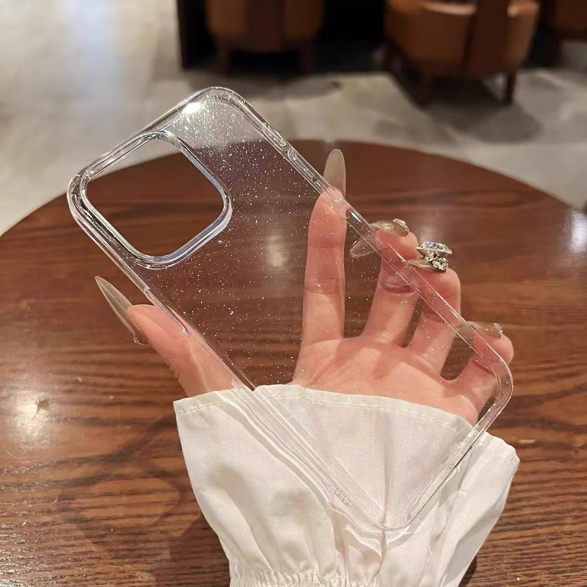 

Прозрачный блестящий противоударный чехол для iPhone 11-16 & 12-15 Pro Max 16 Pro