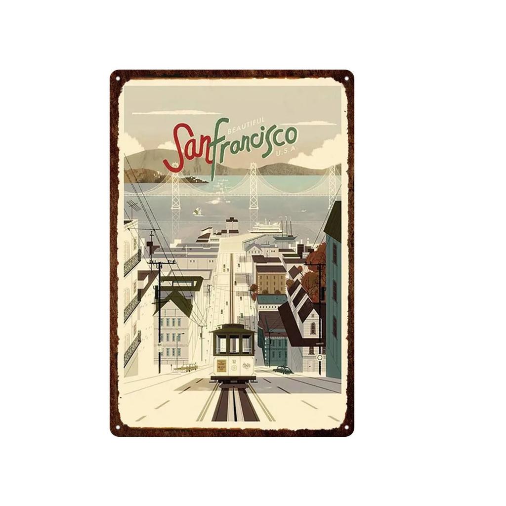 Aloha Philippines Brooklyn Vatican Bangkok Metal Plate Painting Iron Tin Sign Wall Art Picture For Garden Living Room Home Decor