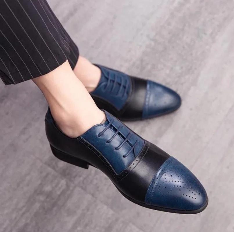 Moda 2024 Buty Oxford dla Mężczyzn Brązowe Czarne Jesienne Biznesowe Sznurowane Pu Biurowe Brogsy Buty Wizytowe Zapatos De Vestir Hombre Buty Męskie