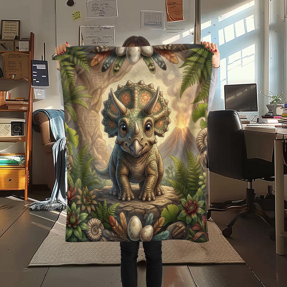 Flower border dinosaur horse Print Flannel Blanket High quality Comfortable for All Seasons Home Decor Warmth and Comfort Perfect for Christmas Gifts