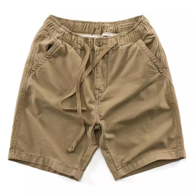 Summer Shorts Men Cotton Solid Casual Business Social Shorts Men Bermudas Loose Khaki Joggers S хаки